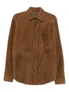 Fursac Button-front Suede Overshirt In Multi