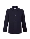 Fursac Button-up Patch-pocket Overshirt In Blue