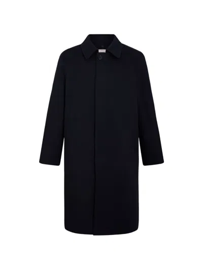 Fursac Button-up Trench Coat In Blue