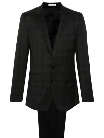 Fursac Check-pattern Single-breasted Suit In Grey