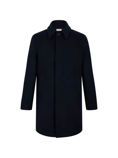 Fursac Concealed-button Coat In Blue
