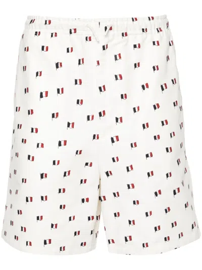 Fursac Cotton French-flag Shorts In Neutrals