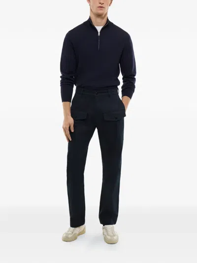 Fursac Cotton Straight-leg Trousers In Blue