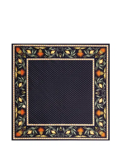 Fursac Cyprès Paisley-print Silk Pocket Square In Blue