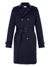 Fursac Double-breasted Belted Trench Coat In Blue