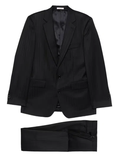 Fursac Double-breasted Cotton Suit In Blue