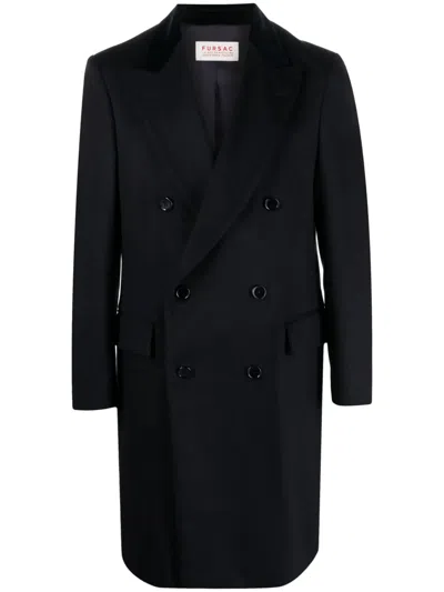 Fursac Double-breasted Virgin Wool Coat In Marine