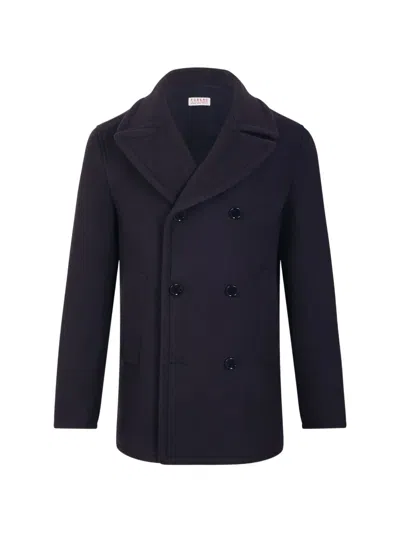 Fursac Double-breasted Coat In Blue