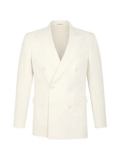 Fursac Double-breasted Virgin-wool Blazer In White