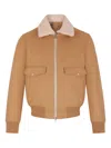 Fursac Fleece-collar Jacket In Brown