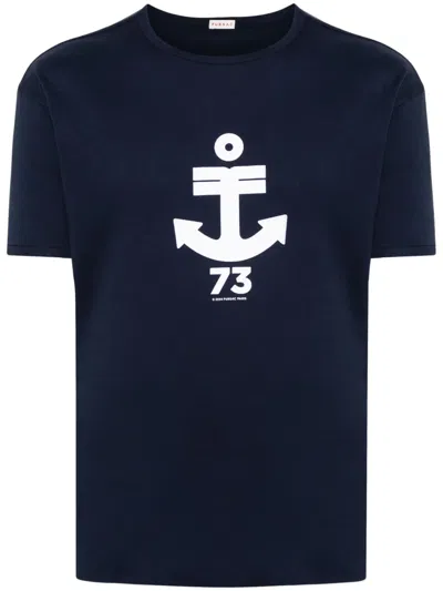 Fursac Flocked-logo T-shirt In Blue