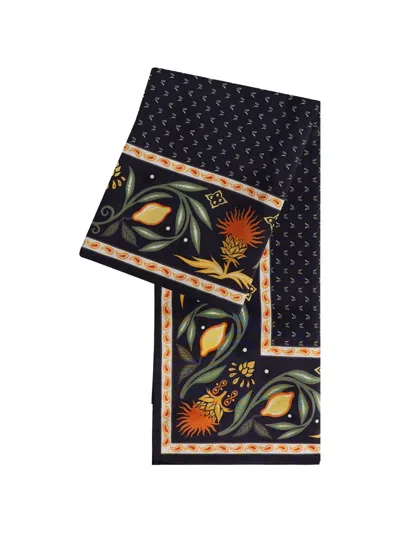 Fursac Floral-pattern Scarf In Brown