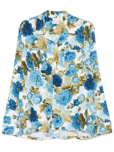 Fursac Floral-print Shirt In Blue