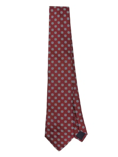 Fursac Floral Silk-satin Tie In 红色