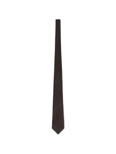 Fursac Geometric-pattern Silk Tie In Brown