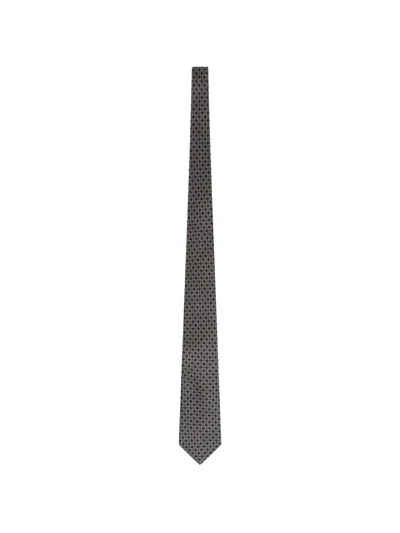 Fursac Geometric-print Silk Tie In Gray
