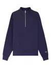 Fursac Half-zip Embroidered Sweatshirt In Blue