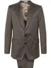 Fursac Herringbone Single-breasted Suit In Brown
