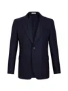 Fursac Herringbone-pattern Wool Blazer In Blue