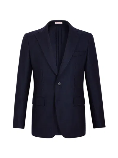 Fursac Herringbone-pattern Wool Blazer In Blue