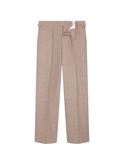 Fursac Herringbone-pattern Wool Trousers In Neutral