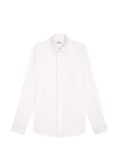 Fursac Honeycomb-textured Bib-panel Slim-fit Shirt In White
