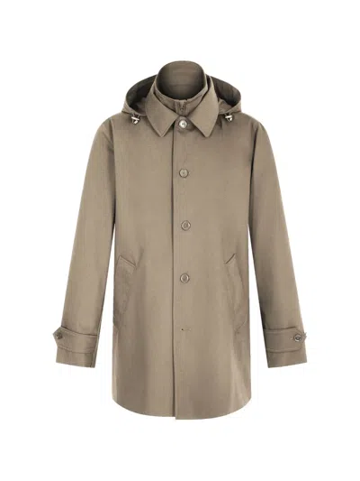 Fursac Hooded Button-fastening Parka In Gray