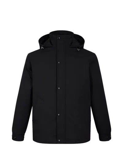 Fursac Hooded Zip-up Parka In Black