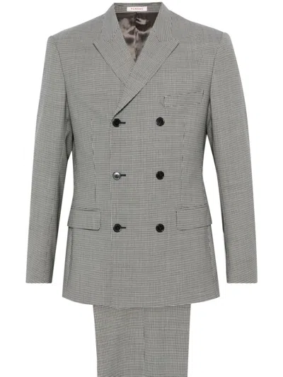 Fursac Houndstooth-pattern Suit In Black