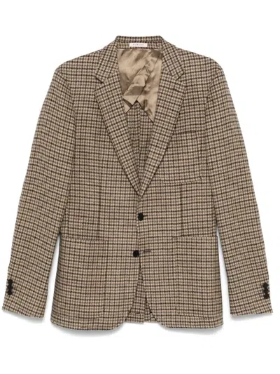 Fursac Houndstooth-pattern Wool Blazer In Neutrals