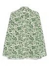 Fursac Leaf-print Shirt In Green
