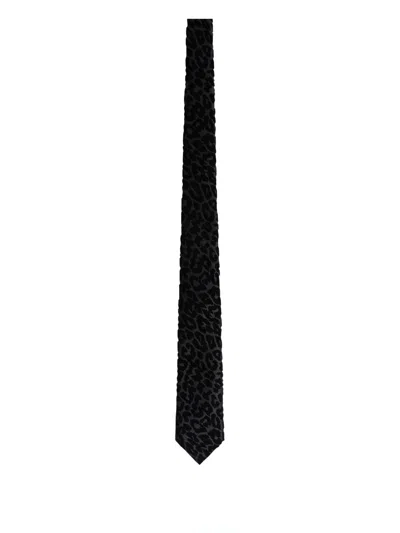 Fursac Leopard-pattern Cotton Tie In Black