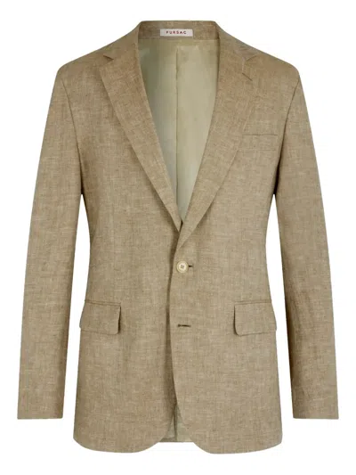 Fursac Linen Single-breasted Blazer In Neutral