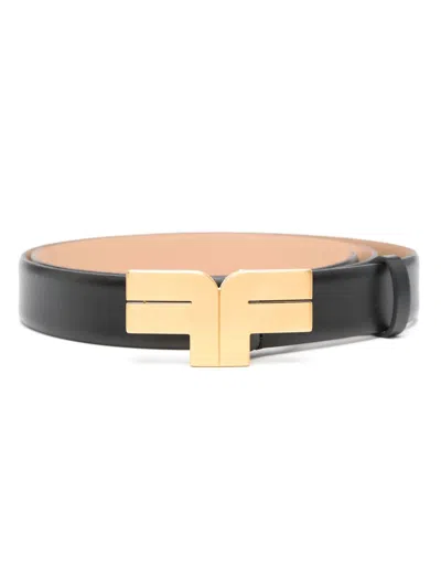 Fursac Logo-buckle Leather Belt In Black
