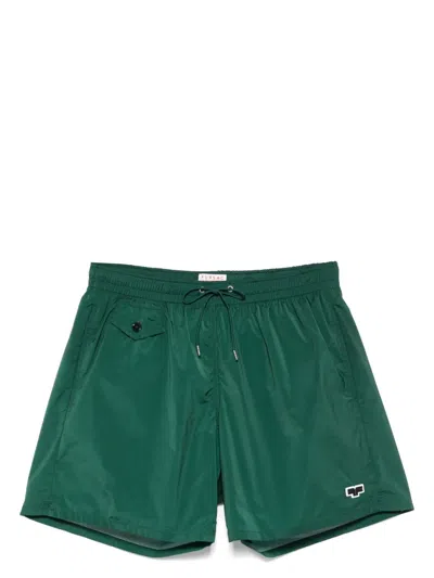 Fursac Logo-patch Swim Shorts In 绿色