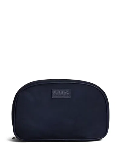 Fursac Logo-patch Wash Bag In Blue