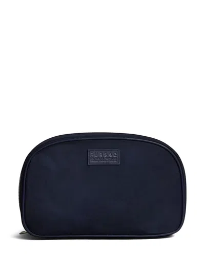 Fursac Logo-patch Wash Bag In Blue