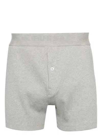 Fursac Logo-waistband Cotton Boxers In Grey