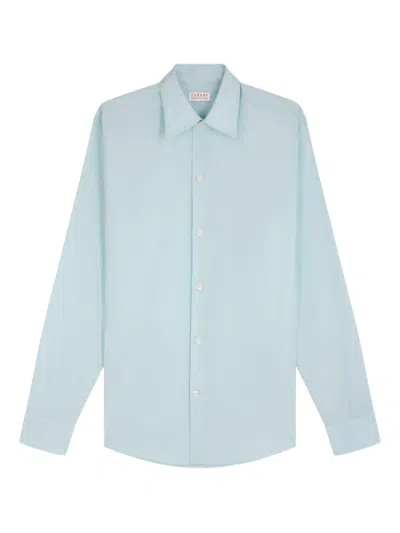 Fursac Long-sleeve Cotton Shirt In Blue
