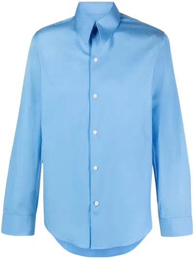 Fursac Long-sleeve Cotton Shirt In Blue