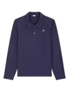 Fursac Long-sleeve Logo Polo Shirt In Blue