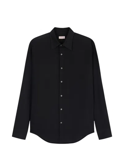 Fursac Long-sleeve Button-down Shirt In Black