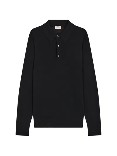 Fursac Long-sleeve Wool Polo Shirt In Purple
