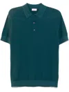Fursac Moss Stitch Polo Shirt In Blue