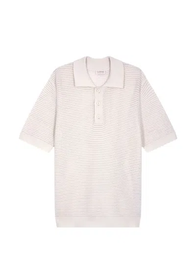 Fursac Open-knit Cotton Polo Shirt In Pink