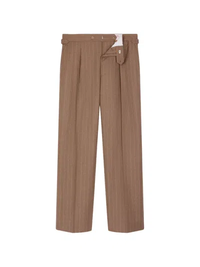 Fursac Pinstripe Pleated Trousers In Brown