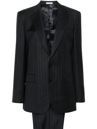 Fursac Pinstriped Single-breasted Suit In Blue
