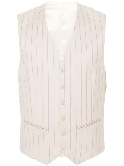 Fursac Pinstriped Waistcoat In White