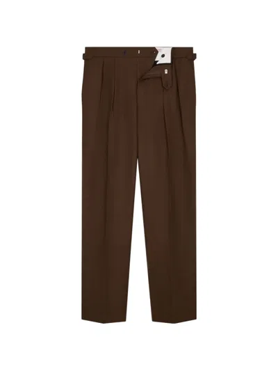 Fursac Pleated Wide-leg Trousers In Brown