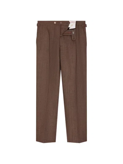 Fursac Pleated Wool Trousers In Brown